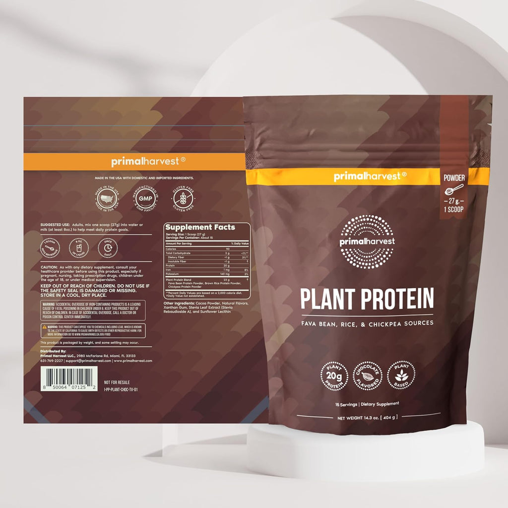 Primal Creatine Powder + Chocolate Protein Vegan Powder Bundle | 2-Pack | Build Muscle, Enhance Recovery & Fuel Performance | 30 Servings Each