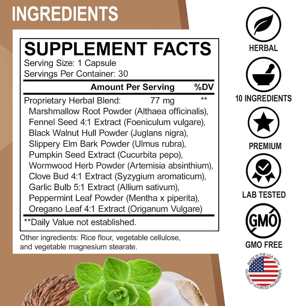 ParaGuard Cleanse Detox Pills - Intestinal Guard Formula Supplement with Black Walnut Wormwood Clove & Oregano Pills - Adults Natural Herbal Intestine Body Gut Cleanser Adults Complete Kit 30 Capsules