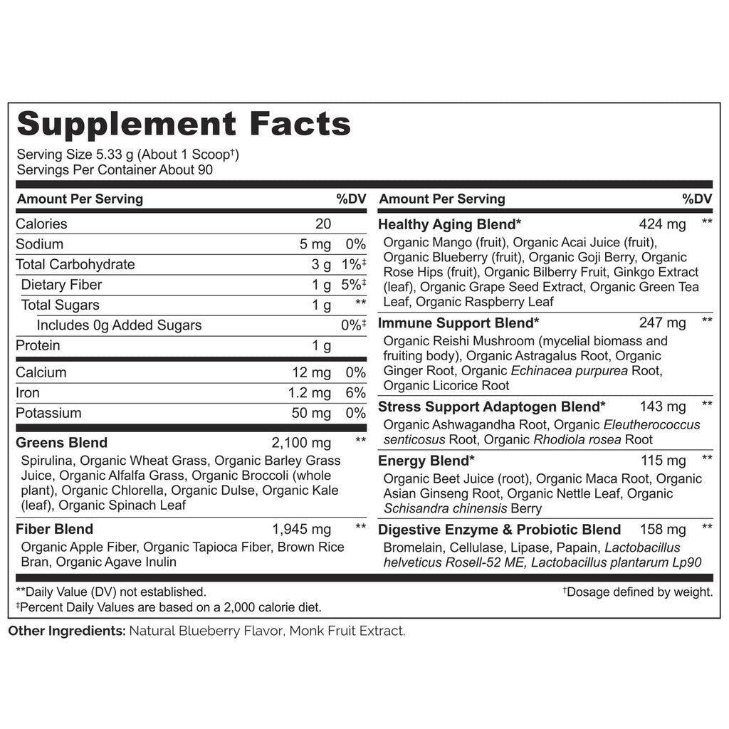 NATURELO Raw Greens Superfood Powder 480 Grams, Mixed Berry - Supports Energy, Immunity and Detox - Includes Spirulina, Wheat Grass and Organic Greens for Whole Food Nutrition