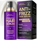 Hydrating Hair Serum for Dry & Frizzy Hair, Lightweight Leave-In Anti-Frizz Treatment, Non-Greasy Split Ends Repair with Keratin, Biotin, Castor & Rosemary Oils, Smooth Shine & Heat Protection, 5 oz