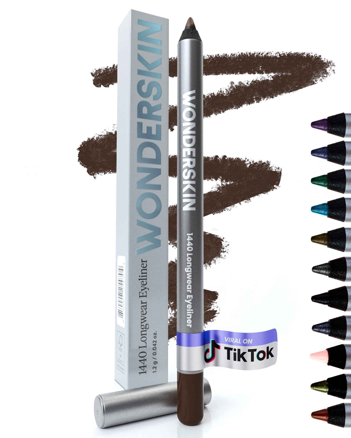 Wonderskin Eyeliner Pencil, 1440 Longwear Brown Eyeliner Pencil - Waterproof, Sharpenable & Smudge Proof (Kalamata)