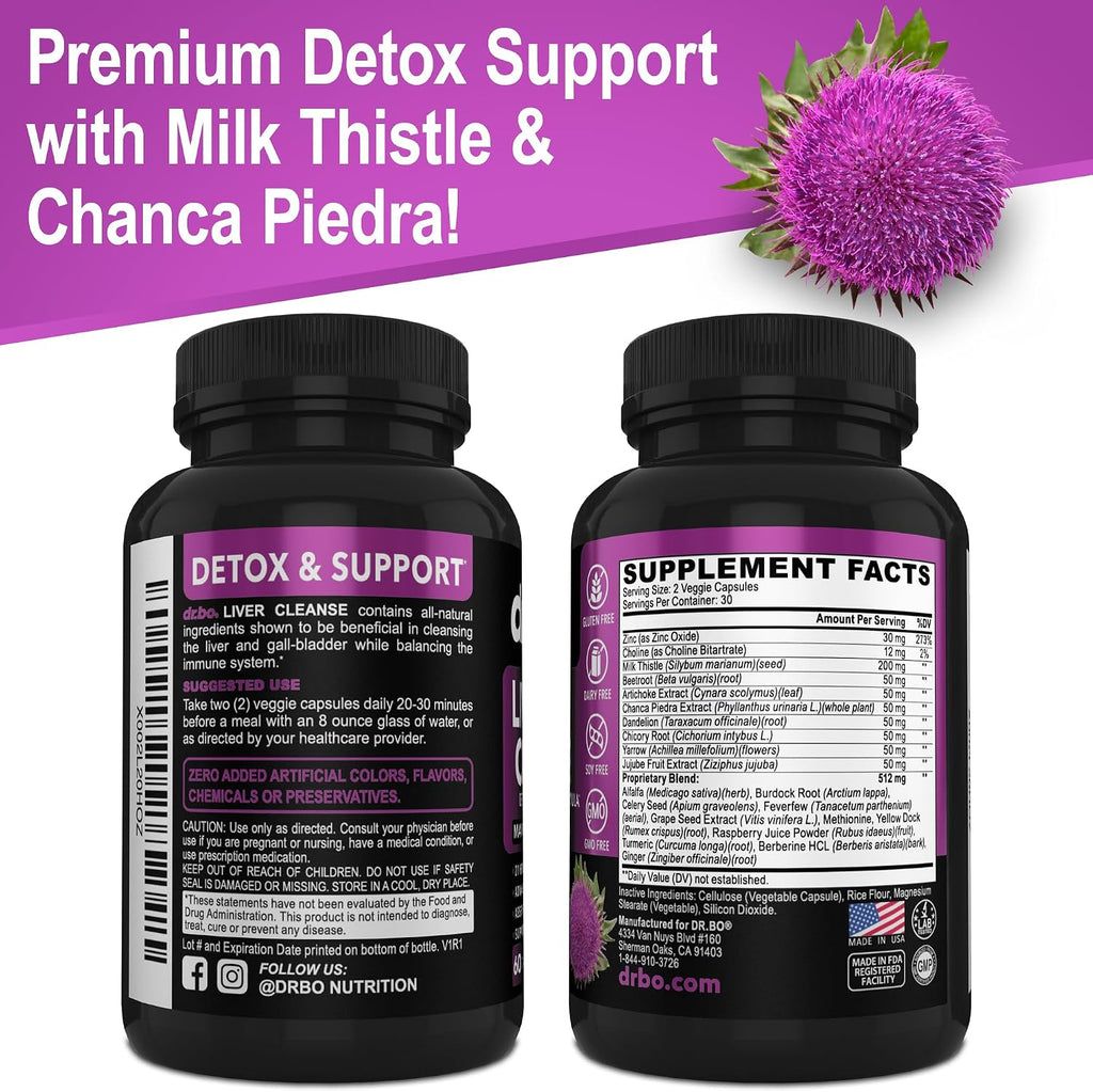 Liver Cleanse Detox Support Supplement - Complete Health Repair Pills with Artichoke, Berberine, Turmeric Herbs - Aid Gallbladder Care Formula Capsules & Natural Milk Thistle Dandelion Supplements