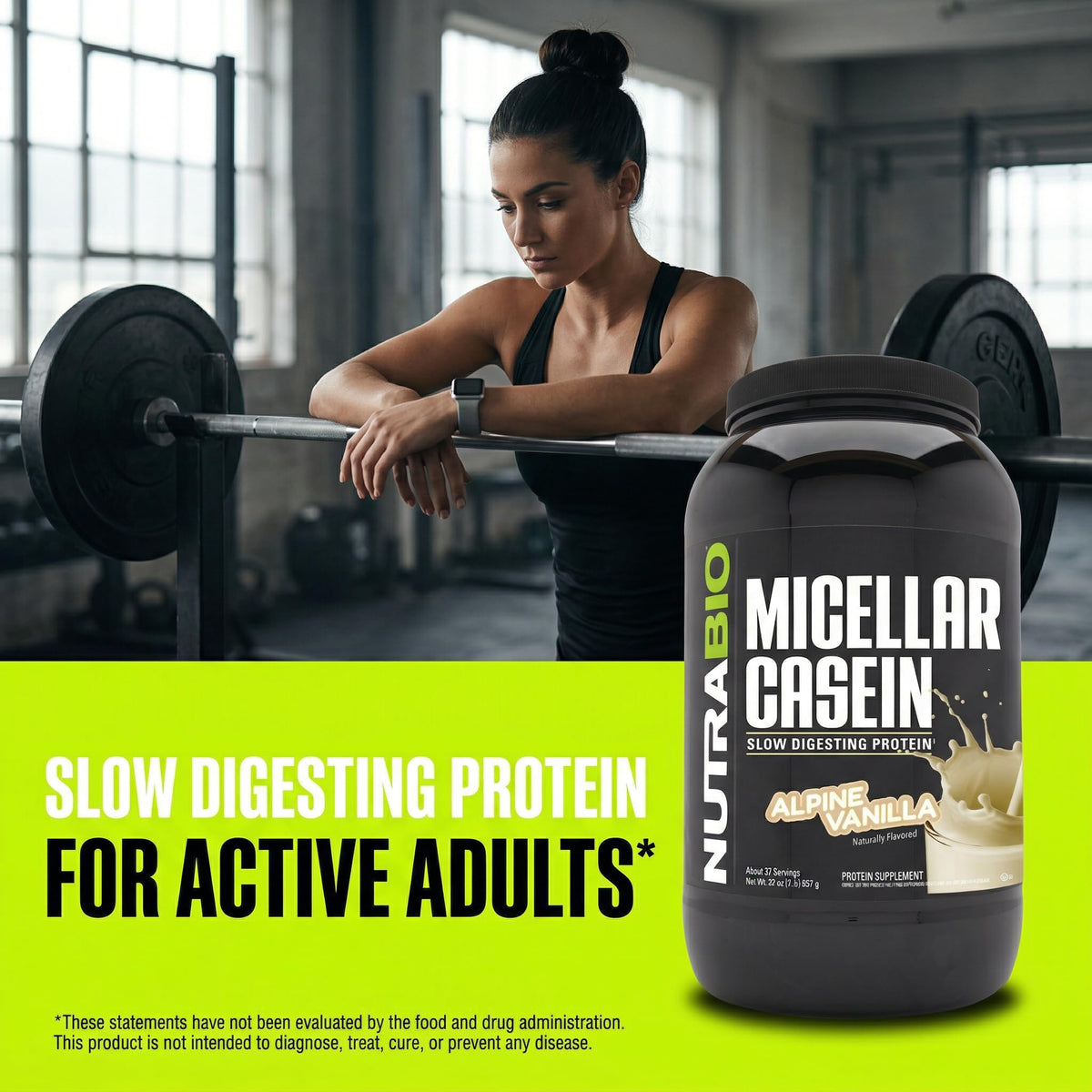 NutraBio Casein Protein Powder, Micellar Casien Powder, 25g Slow Digesting Protein, Helps Keep You Full, Overnight Muscle Recovery & Growth, BCAA & EAA, Gluten Free, Soy Free, 2lb Strawberry Ice Cream