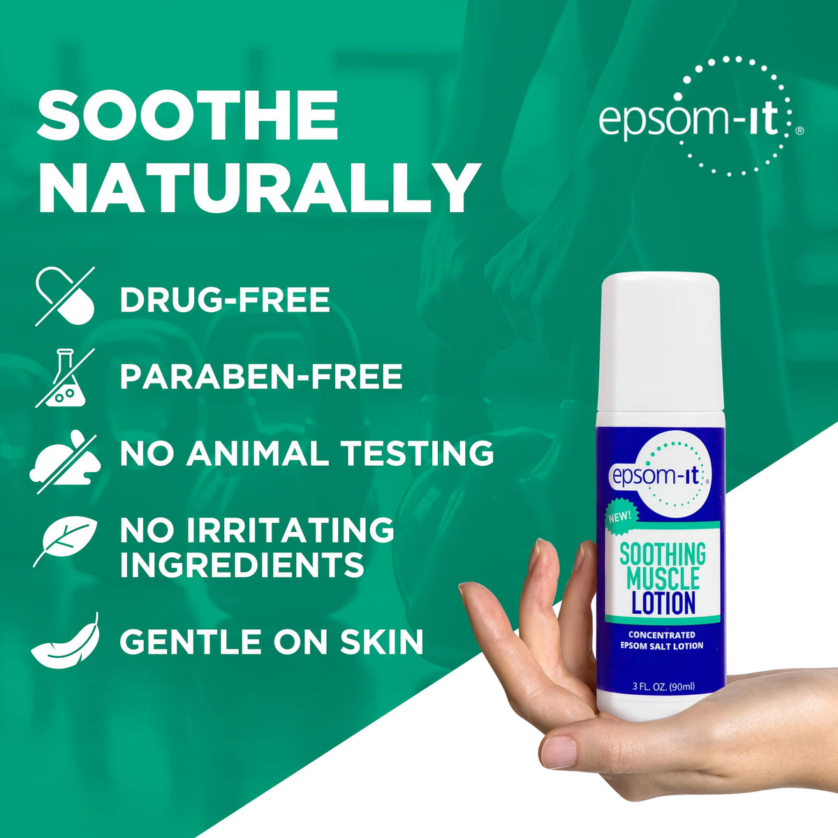 Epsom-It Soothing Muscle Lotion - Roll On Epsom Salt Lotion with Arnica for Muscle Stiffness, Leg, Knees and Feet Discomfort, Topical Magnesium Cream, 3oz EPSOM-ITBuy Supplements Australia