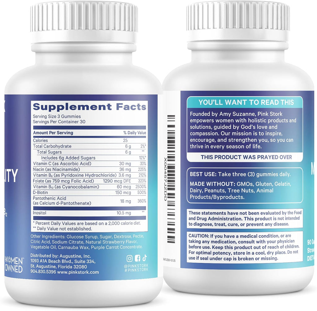 Blue Stork Fertility Supplement Gummies for Men, 90 Count | Male Prenatal Vitamins, Conception Support, Reproductive Health, Hormonal Balance & Motility