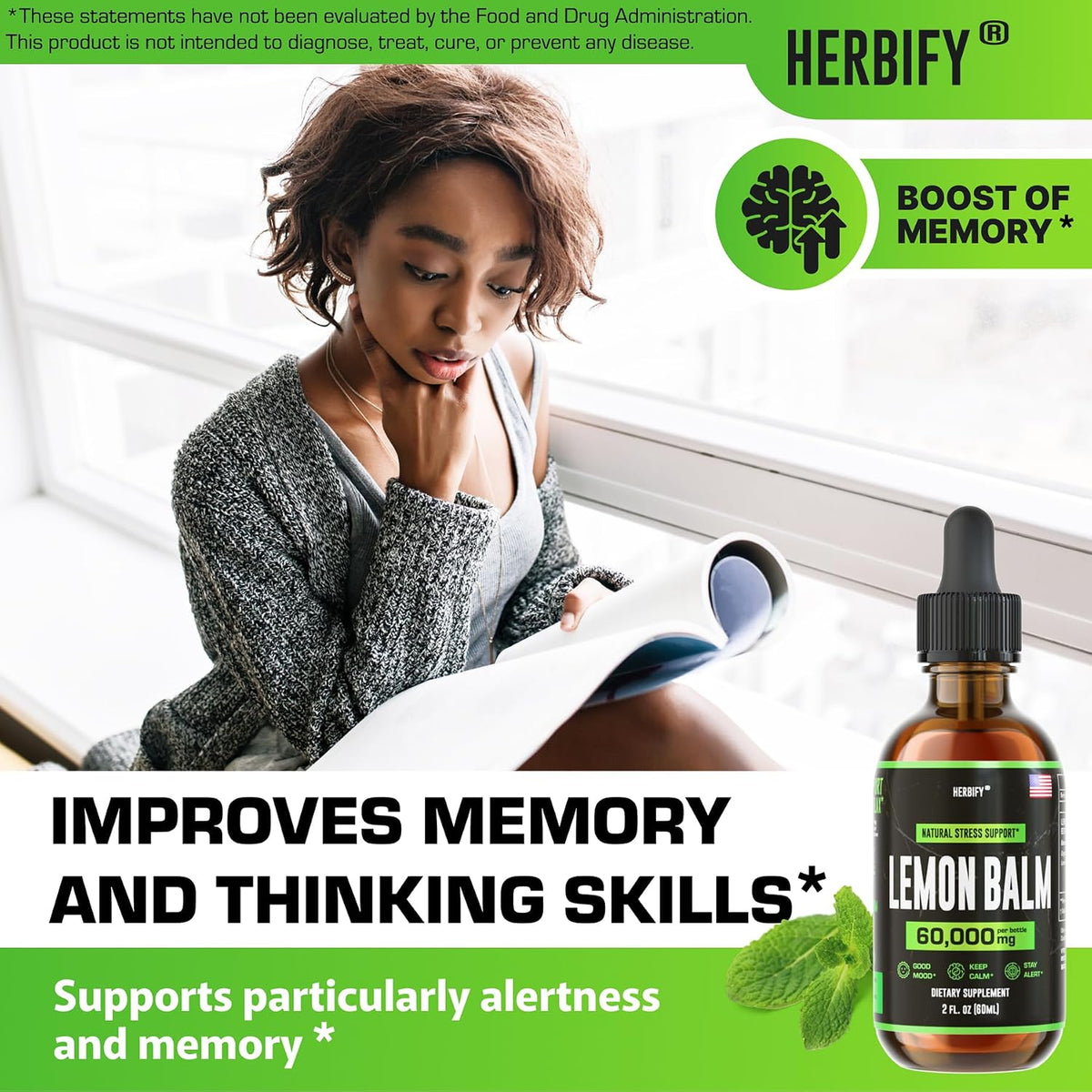 HERBIFY Bundle - Mullein Leaf Extract & Lemon Balm - Respiratory Support & Brain Support