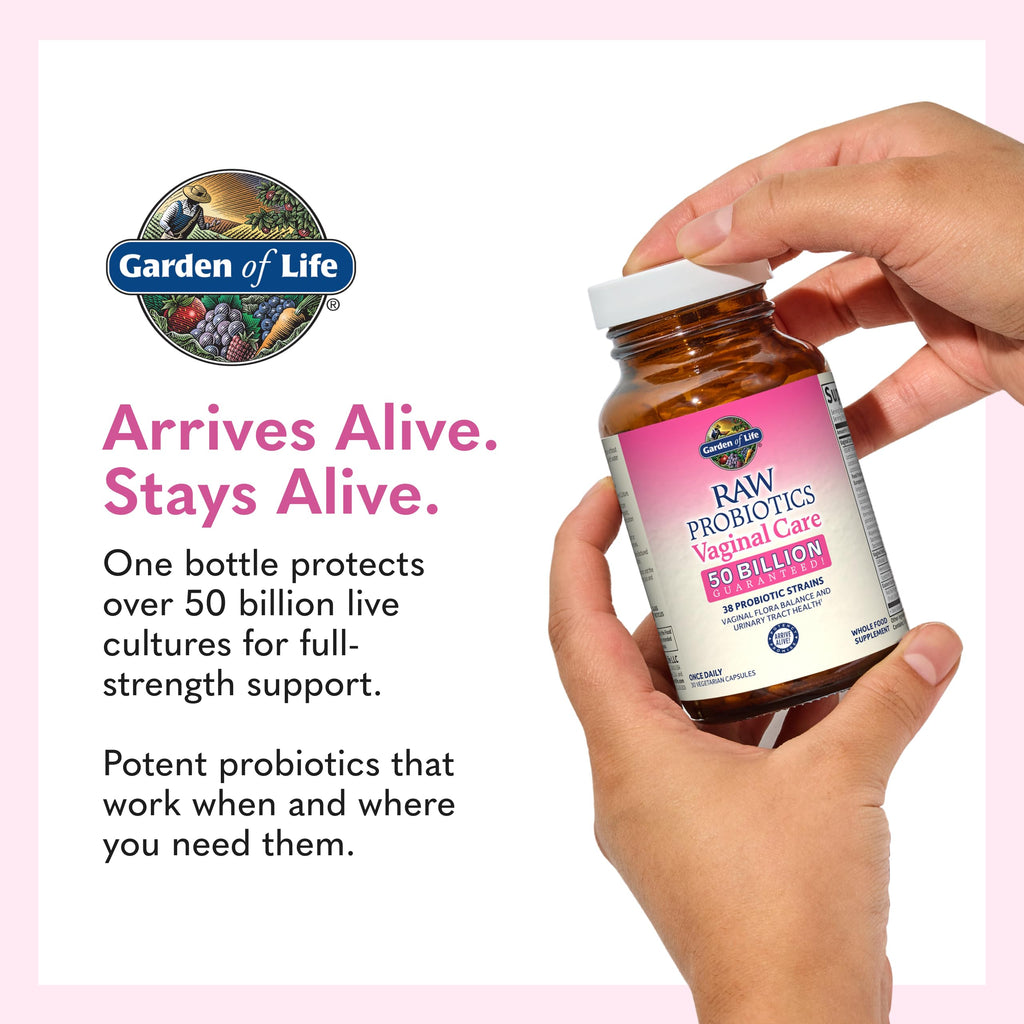 Garden of Life Raw Probiotics for Women's Vaginal Care with Acidophilus, Shelf Stable Probiotic Promotes Yeast Balance, Vaginal, Urinary Tract Health, 30 Vegetarian Capsules | 38 Probiotic Strains, Supports Vaginal & Urinary Tract Health, Vegetarian, Shel