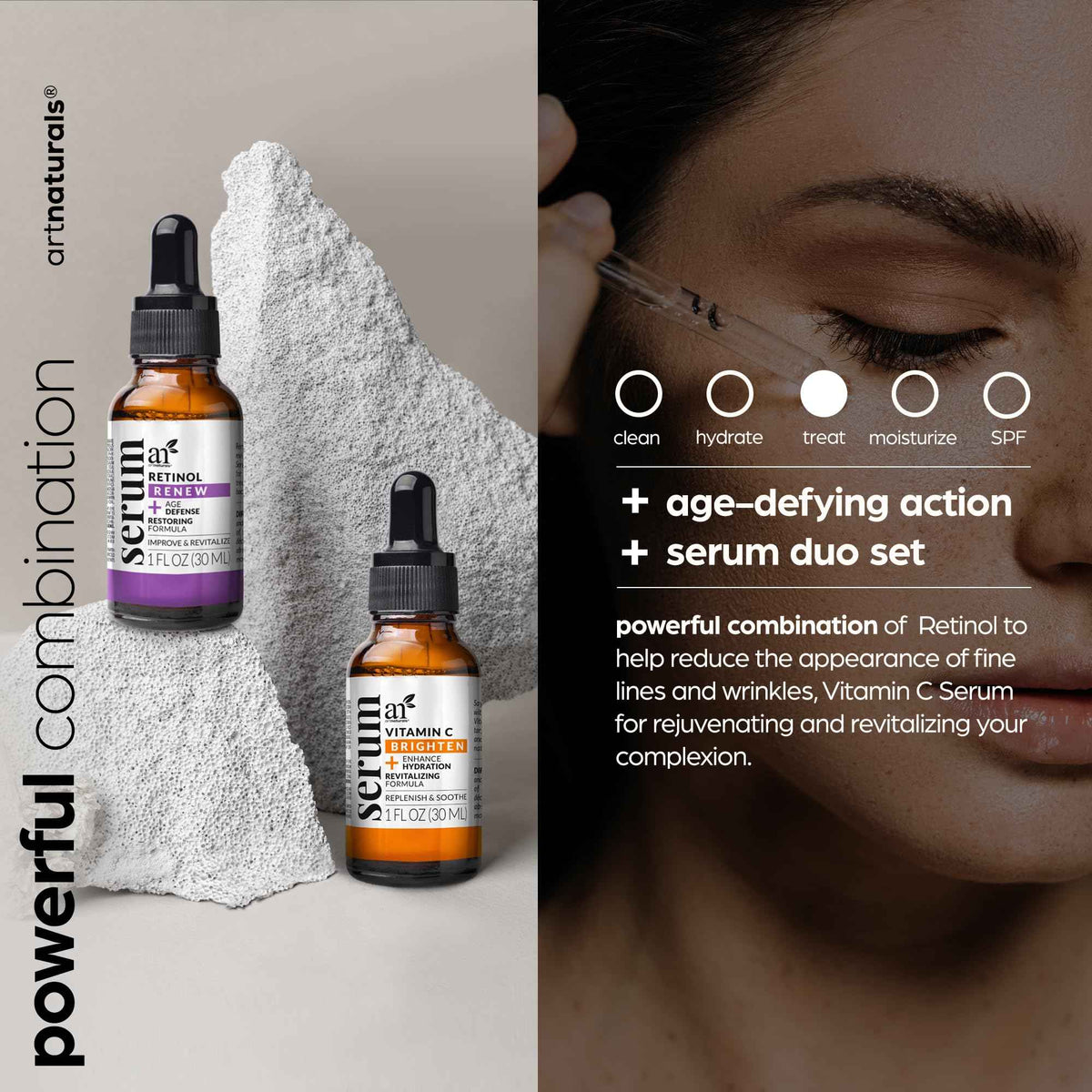 Vitamin C Serum Skin Care 2-Piece Set: Includes Retinol – Anti-Aging, Skin Brightening, Hydrating, Wrinkle Reduction, Dark Spot Corrector (1 Fl Oz (Pack of 2))