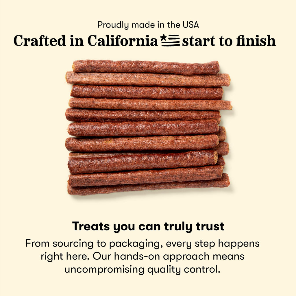 Plato Meat Sticks Salmon Dog Treats, Air-Dried High-Protein Soft Chews with Omega Fish Oil (EPA & DHA), 10 oz