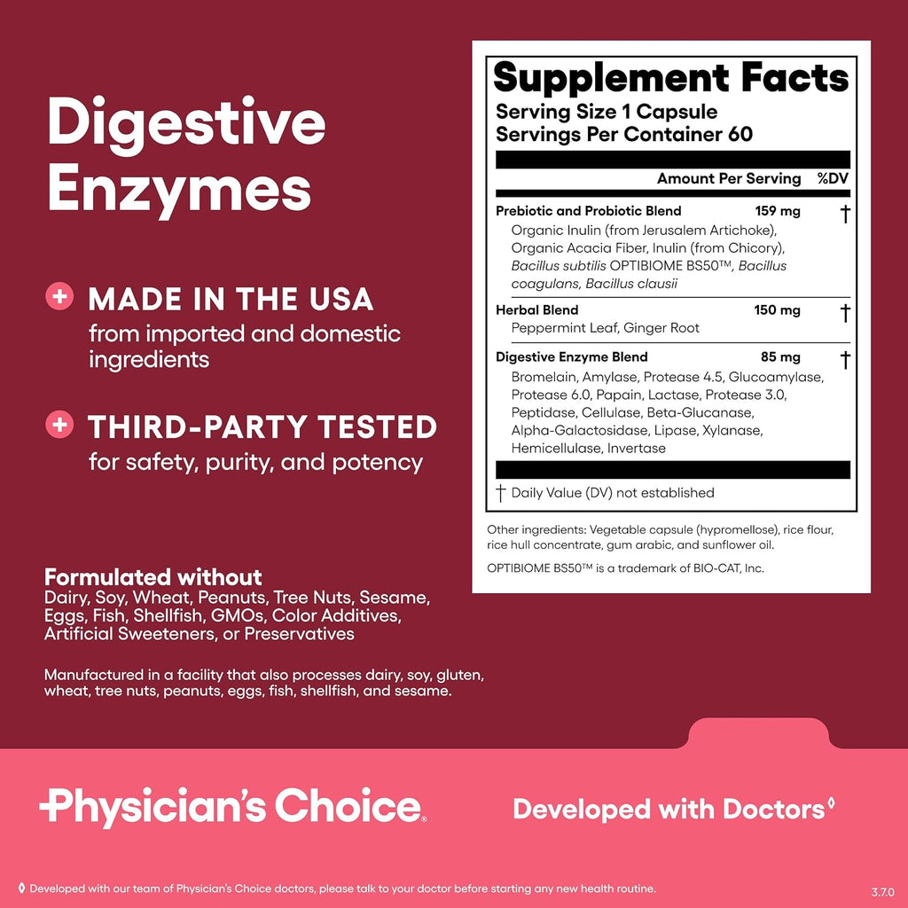 Physician's CHOICE Gut Guardian Bundle: 60 Billion Probiotic 30ct + Bloat & Gas Probiotic 30ct + Digestive Enzymes 60ct