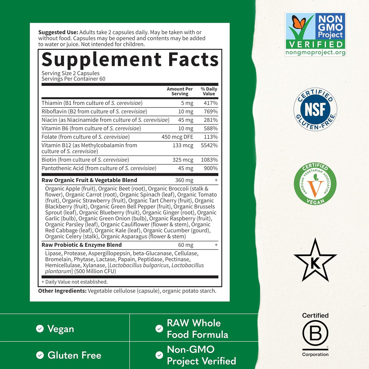 Garden of Life Vitamin B Complex, 120 Vegan Capsules, High Potency Vitamins for Energy & Metabolism with B6, Folate & B12 as Methylcobalamin plus Probiotics | High Potency Vitamins for Energy & Metabolism with B6, Folate & B12 as Methylcobalamin, plus Pro