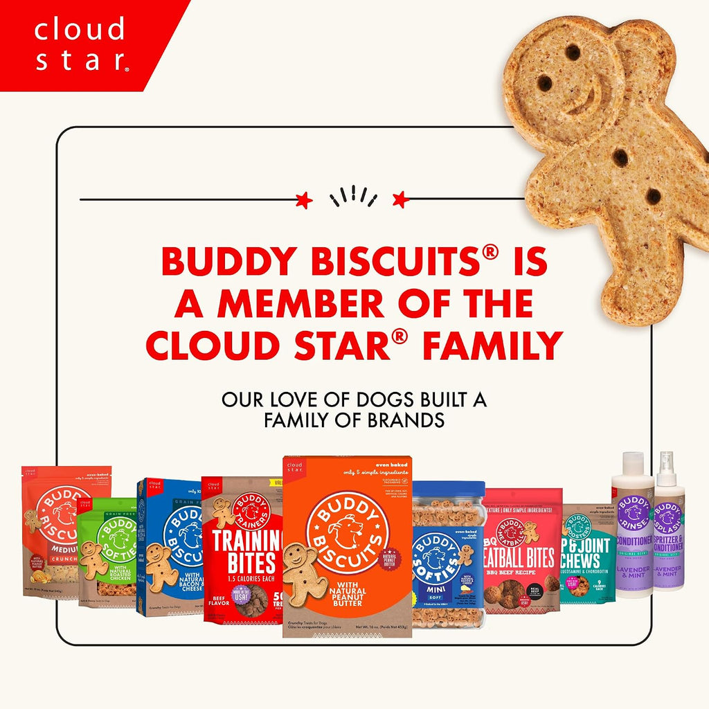 Buddy Biscuits Teeny Crunchy Dog Treats, Roasted Chicken, 8 oz. Box | Bite-sized Gingerkid Shape, Simple Ingredients, Free of Corn and Soy, Oven Baked in the USA