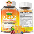 Vitamin D3 K2 Gummies 5000IU / 10,000 IU with Omega-3 250mg + K2(MK-7) 100mcg - 5X Absorption Than Standard D3K2,with Vitamin C, Zinc,and 5 Organic Vegetables,Supports Bone & Teeth Strength, Immune