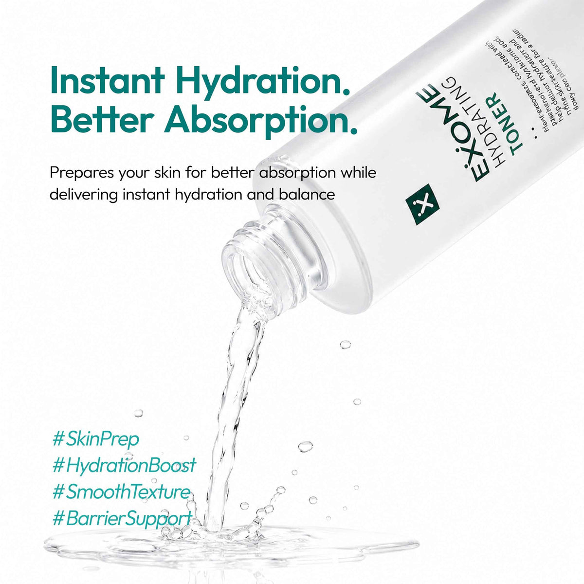 Exome Hydrating Toner, Greenery Aqua Base Starter for Glow Skin, Resveratrol Protective Barrier & 9-Peptide Complex for Elasticity & Wrinkle Care