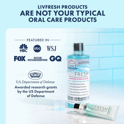 LIVFRESH Mouthwash, Clinically Proven, 163% Better Tartar Control, 114% Better Gum Health, 72% Better Plaque Reduction, 38% Better at Eliminating Bad Breath,