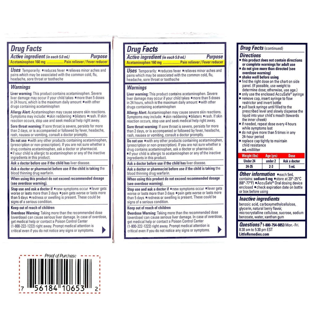 Little Remedies Infant Fever & Pain Reliever with Acetaminophen, Baby Medicine with No Artificial Sweeteners, Flavors or Dyes, Natural Berry Flavor, 2 Fl Oz, Pack of 2 Little RemediesBuy Supplements Australia