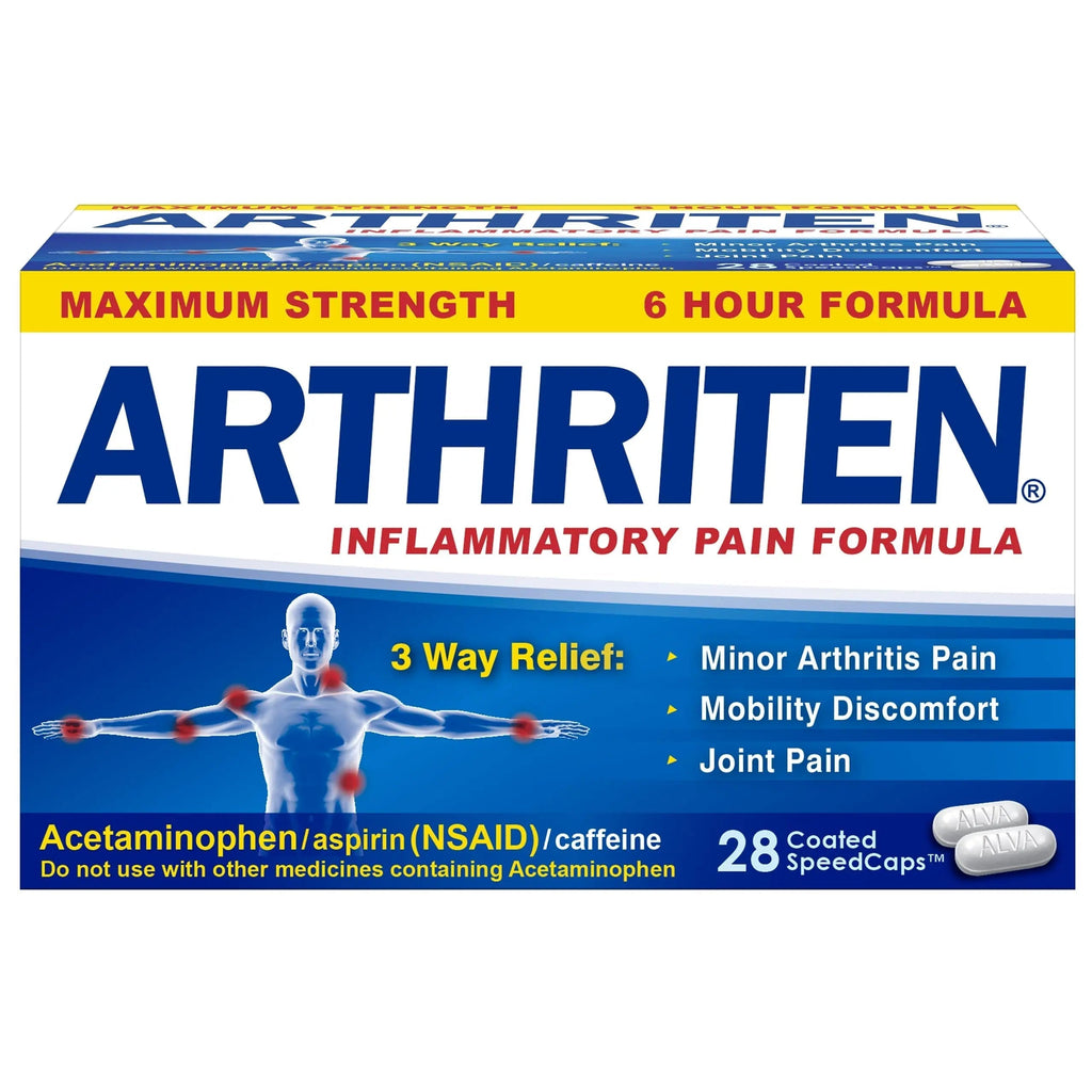 Arthriten Inflammatory Pain Formula Caplets with 3 Active Ingredients: Aspirin, Acetaminophen & Caffeine, White, 28 Count (Pack of 1) ArthritenBuy Supplements Australia