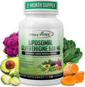Liposomal Glutathione Supplement 500mg - Pure L Glutathione (GSH) Reduced - Active Form, Made with Organic Whole Food, Non GMO Phospholipid Complex - Antioxidant - 120 Count