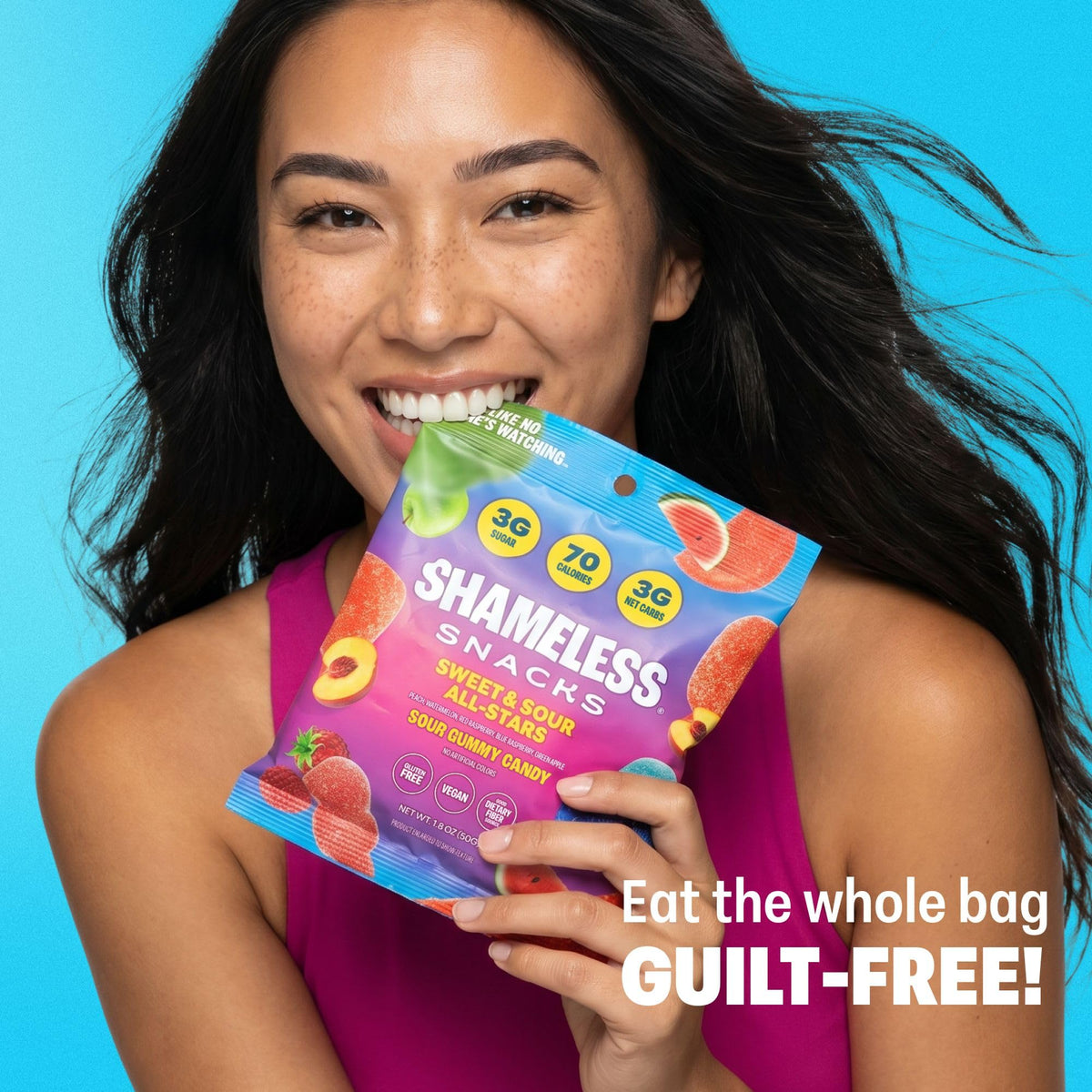 Shameless Snacks Tropical Paradise Mixed Bag - Sour Gummy Candy | 5 Tropical Flavors Per Bag Fruit Snacks, Keto 3g Sugar - Gluten Free Vegan Gummies for Adults