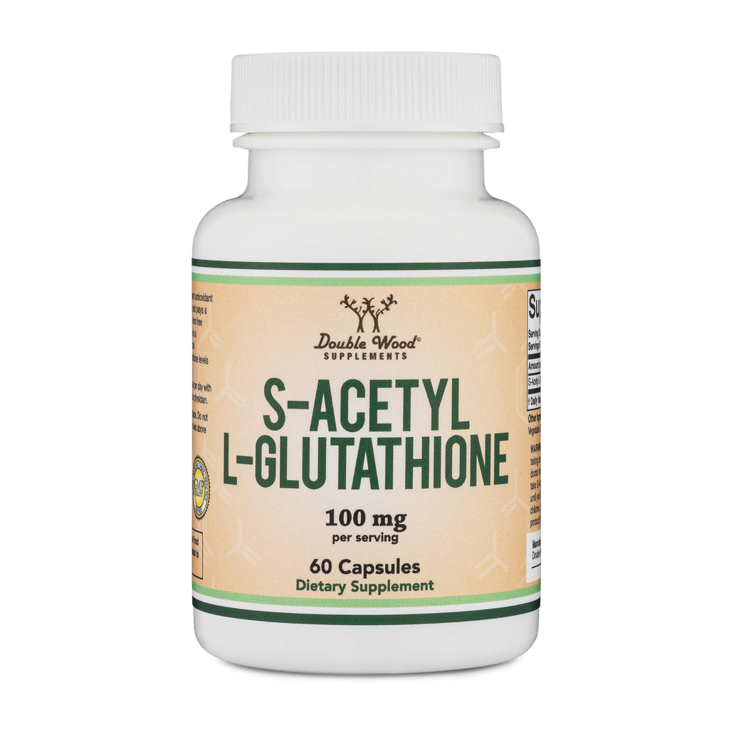S-Acetyl L-Glutathione Capsules - 100mg, 60 Count (Acetylated Glutathione Antioxidant - More Absorbable Than Glutathione and Liposomal Glutathione, Non-GMO and Gluten Free) by Double Wood