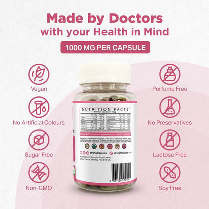 Strength & Spices Hormone Balance 100% Natural Estrogen Supplement – 12 Ingredients w Dong Quai - 60 Vegan UK Made 1000mg Capsules – Fertility and Menstrual Comfort STRENGTH & SPICES100% Natural Vegan Food SupplementsBuy Supplements Australia