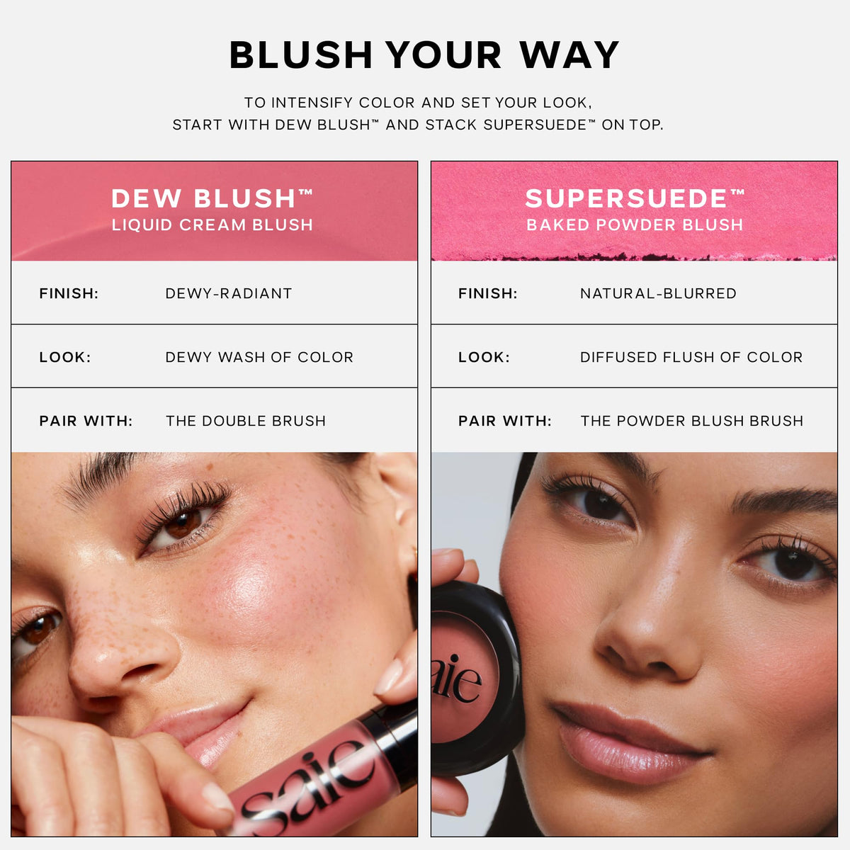 Saie Cheek Flush Duo - Dew Liquid Blush (.40 oz, Spicy), SuperSuede Baked Powder Blush (.01 oz, Ciao) - Layerable, Skin-Nourishing Blushes for a Seamless Radiant Finish SaieBuy Supplements Australia