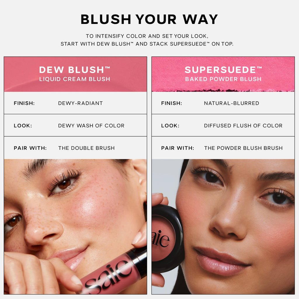 Saie Cheek Flush Duo - Dew Liquid Blush (.40 oz, Dreamy), SuperSuede Baked Powder Blush (.01 oz, Grazie) - Layerable, Skin-Nourishing Blushes for a Seamless Radiant Finish SaieBuy Supplements Australia