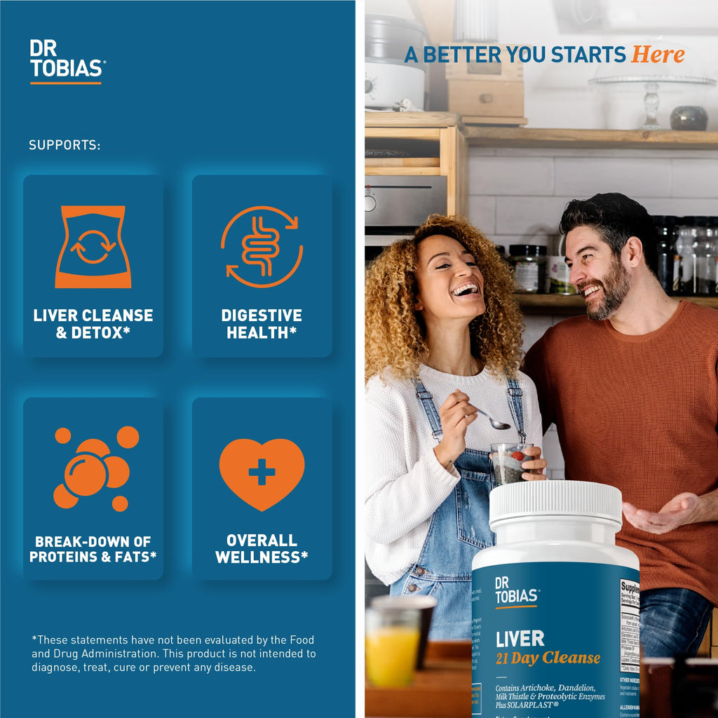 Dr. Tobias Liver 21 Day Cleanse 63 Capsules | Herbal Liver Detox Cleanse | Liver & Digestive Support | Milk Thistle + Dandelion + Artichoke | SOLARPLAST + Enzymes | 21-Day Program