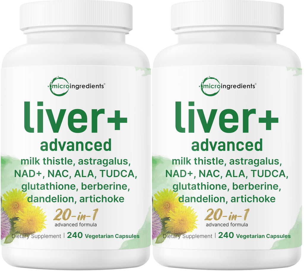 Liver Advanced+, 240 Veggie Capsules | 20-in-1 Complex with Milk Thistle, Dandelion, NAD, NAC, ALA, TUDCA, Glutathione, Artichoke, Turmeric, & Astragalus | Non-GMO, Gluten Free
