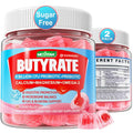Butyrate Gummies with Probiotic + Prebiotic + Postbiotic, Omega-3 500mg,Fiber with 9 Billion CFU Probiotics, Calcium & Magnesium, Inulin,Psyllium Husk for Digestive Health,Bloating Support,Sugar Free