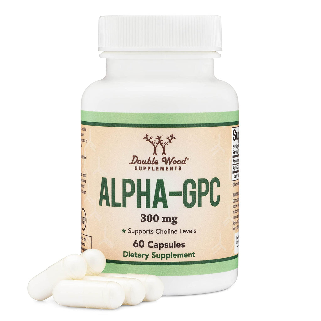 Alpha GPC Choline Brain Supplement for Acetylcholine (60 Count, 600mg Servings) Advanced Memory Formula, Focus and Brain Support, Focus Supplement (Manufactured in The USA) by Double Wood