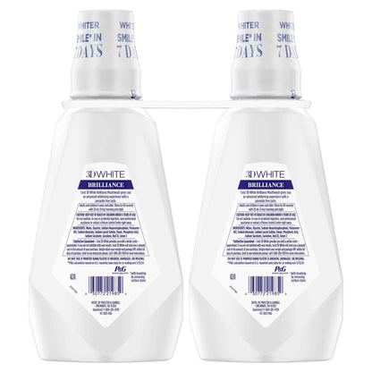 Crest 3D White Mouthwash, Teeth Whitening for Adults, 1L, 2 Pack, Alcohol Free Mouth Rinse, Breath Freshener, Antibacterial, Antiseptic,