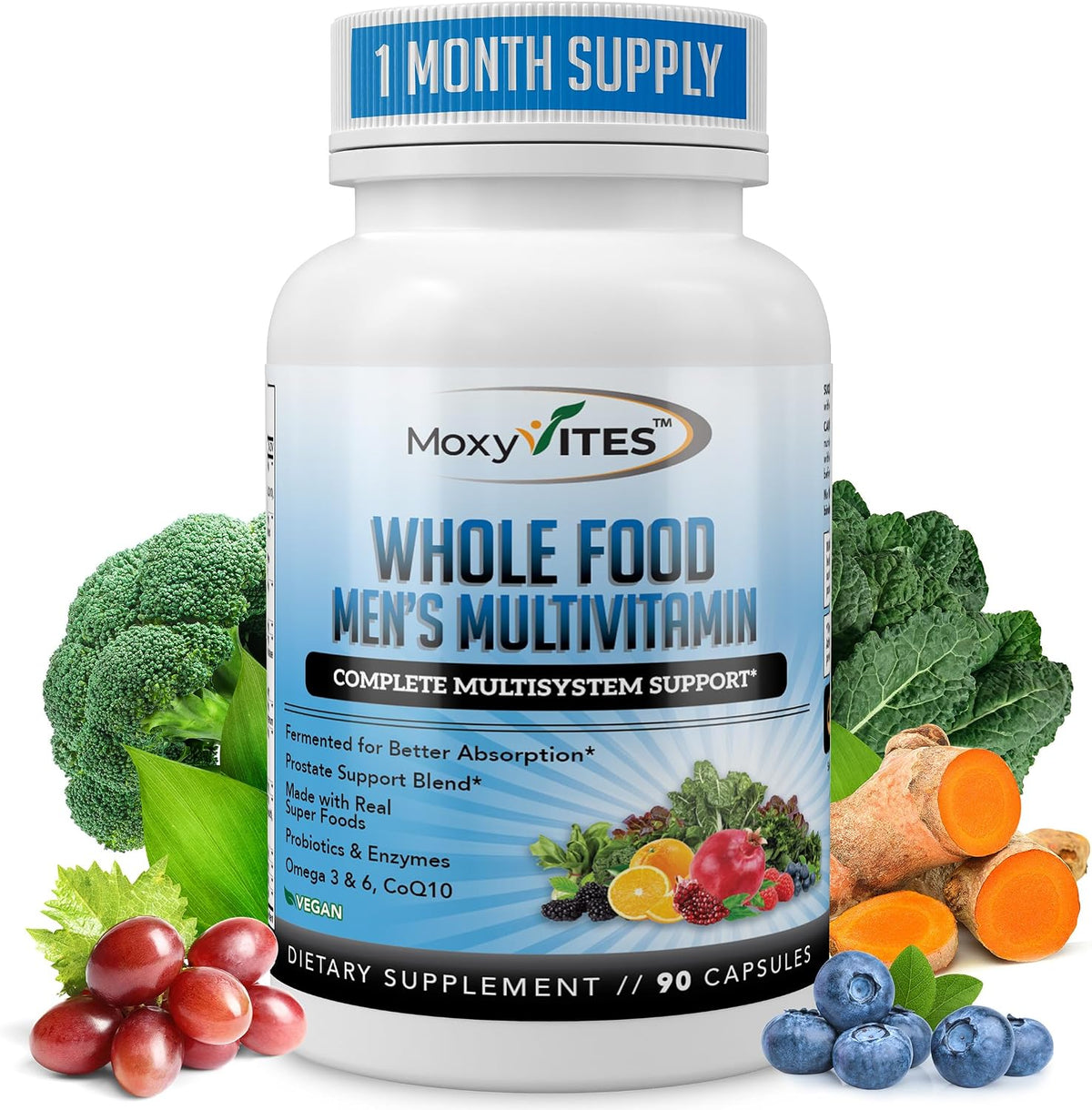 Methylated Mens Multivitamins - Daily Mens Vitamins with 44 Organic Whole Food - Multivitamin for Men with Iron & Fermented Nutrients - Vegan Daily Vitamin for Men with B-Complex, Probiotics, Omegas
