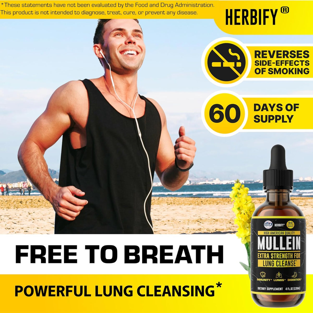 HERBIFY Bundle - Mullein Leaf Extract & Lemon Balm - Respiratory Support & Brain Support