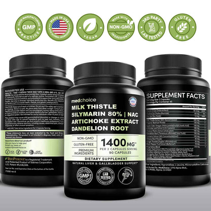 Milk Thistle Supplement w/ NAC, Artichoke & Dandelion – Liver Support Supplement & Gallbladder Supplements in One – Liver Detox – Milk Thistle