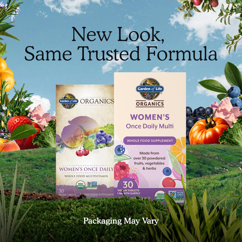 Garden of Life Organics Multivitamin for Women - Women's Once Daily Multi - Whole Food Multi with Iron, Biotin, Vegan Organic Womens Multivitamin for Health, Energy Hair Skin and Nails, 60 Tablets | Women's Once Daily, Whole Food Multi with Iron, Biotin,