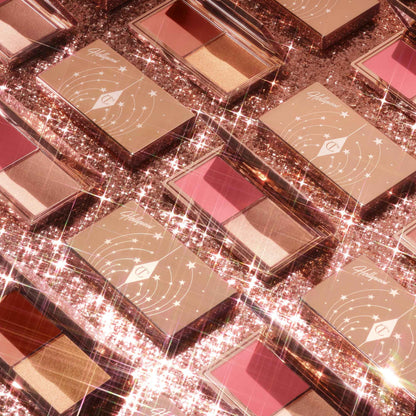 Charlotte Tilbury Mini Hollywood Blush & Glow Glide Palette, Powder Blush & Highlighter Compact, Face Makeup Duo, Travel Size Makeup Palette - Rich Terracotta Blush/Golden Sunset Highlighter