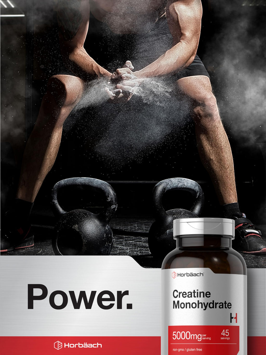 Horbäach Creatine Monohydrate | 5g | 225 Capsules | Non-GMO, Gluten Free Supplement