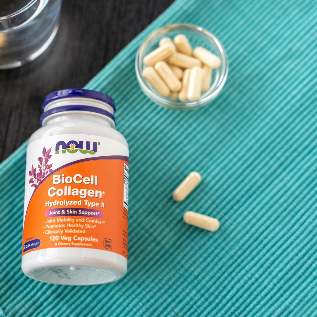 NOW Foods Supplements, BioCell Collagen® Hydrolyzed Type II, Clinically Validated, 120 Veg Capsules
