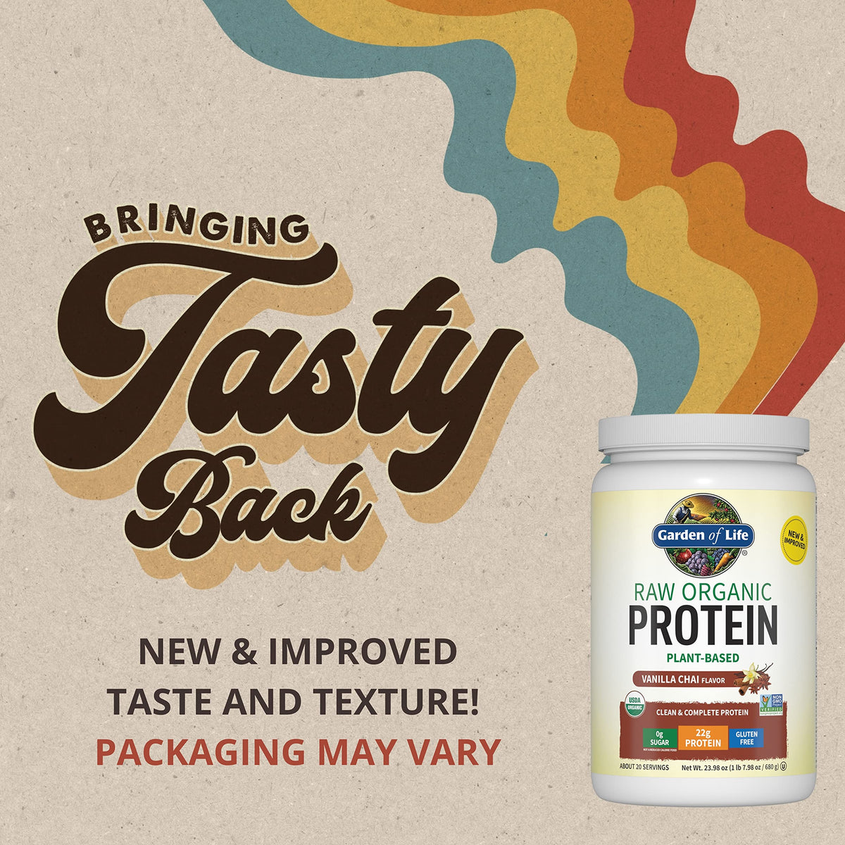 Garden of Life Protein Powder, Vegan Protein Powder, BCAA, Probiotics & Digestive Enzymes, Gluten & Lactose Free, Vanilla, 1.5 LB