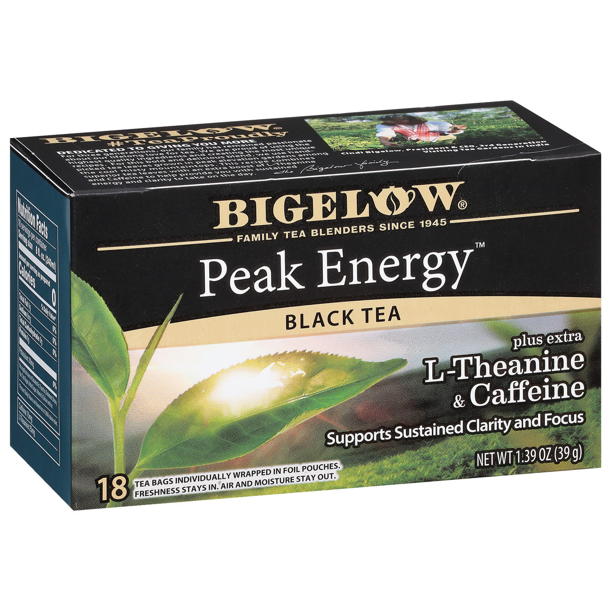 Bigelow Tea Peak Energy plus extra L-Theanine & Caffeine, 18 Count (Pack of 6), 108 Total Tea Bags Bigelow TeaBuy Supplements Australia