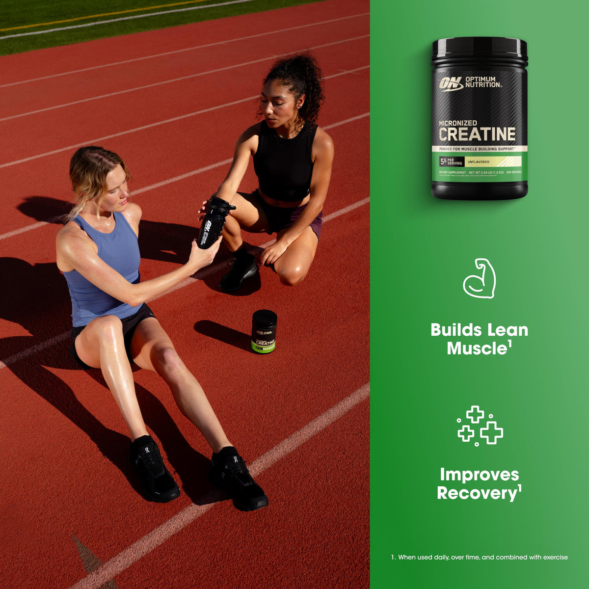 Optimum Nutrition Creatine, Micronized Creatine Monohydrate Powder, Supports Strength & Recovery, Banned Substance Tested, Unflavored, 5g per Serving, 60 Servings | 5g Micronized Creatine Monohydrate Powder Per Serving, Supports Muscle Strength & Power, E