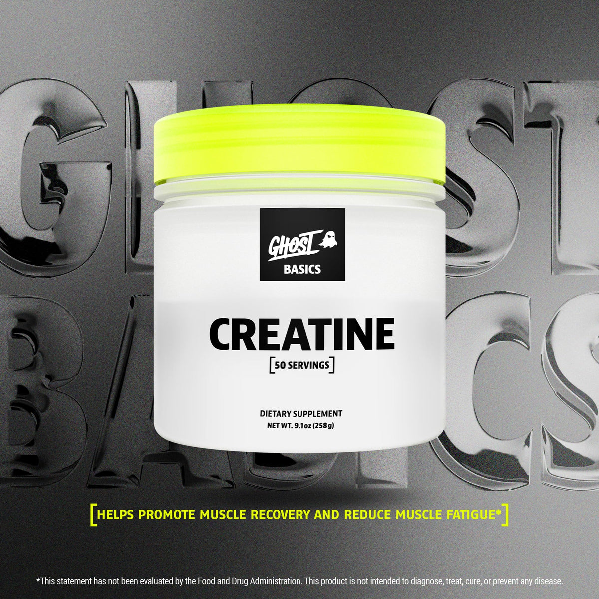 GHOST Basics Creatine Monohydrate Powder for Men & Women – 5G Creapure Creatine Workout Supplement for Muscle Gain – Vegan, Soy Free & Gluten Free - 50 Servings