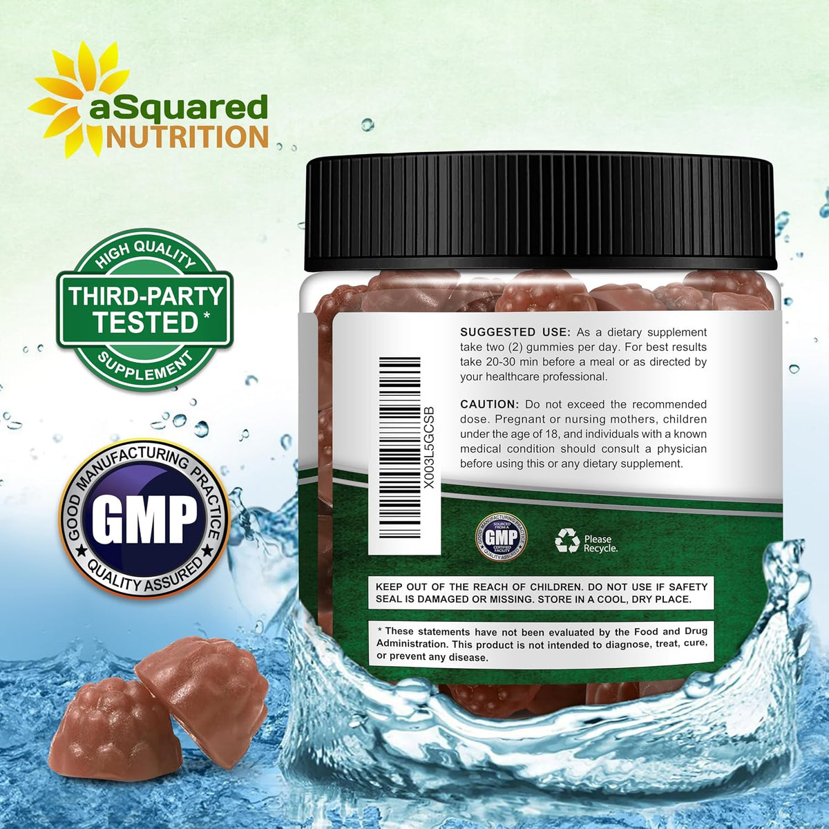 aSquared Nutrition Citrus Bergamot Gummies - Citrus Bergamot Extract Supplement 500mg Per Serving - Pure Gummy Alternative to Capsules & Pills