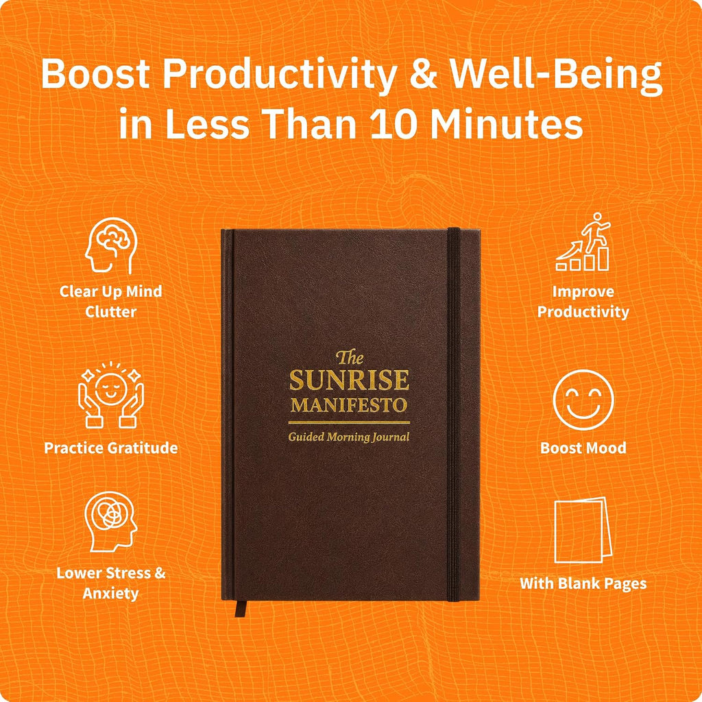 Sunrise Manifesto Guided Morning Journal - Gratitude & Mindfulness | Premium Faux Leather Cover, Daily Self-Care Ritual for Manifestation & Reflection, Undated Wellness Tracker for Women and Men