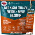 Marine Collagen Peptides Capsules, 120 Capsules with Bovine Colostrum, Hydrolyzed Type I & III Wild-Caught Formula, Hyaluronic Acid, Amla Vitamin C, Silica, Ceramides, BioPerine