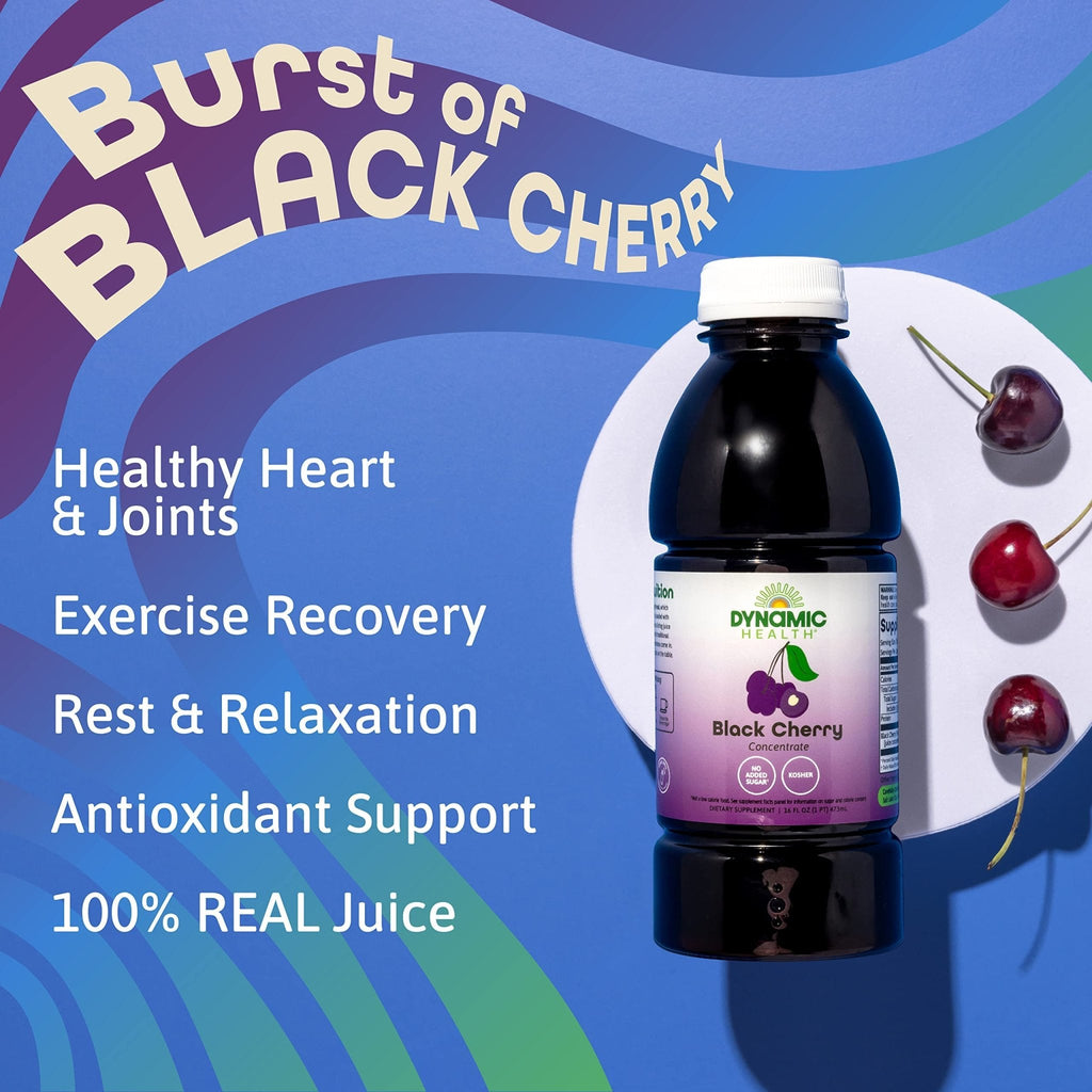 Dynamic Health 100% Pure Black Cherry Juice Concentrate, No Additives, Antioxidant Supplement, Urinary Tract & Joint Support, 16 Fl oz - PrimeBioHealth - canada supplements