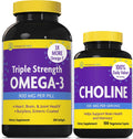 InnovixLabs Choline & Triple Omega-3 Bundle Choline Bitartrate 550mg (100 Capsules) Triple Strength Omega (200 Softgels). Supports Memory, Mood, Brain Health & Boost Cognitive.* - PrimeBioHealth - canada supplements