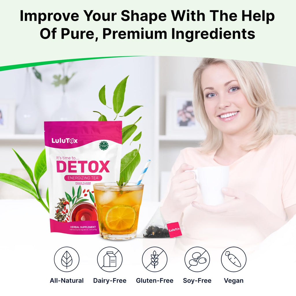 Lulutox Herbal Tea Bundle – Chamomile Lavender Herbal Tea (28 Tea Bags) & Peach Herbal Tea (84 Servings) – Caffeine-Free Herbal Tea Variety Pack - PrimeBioHealth - canada supplements