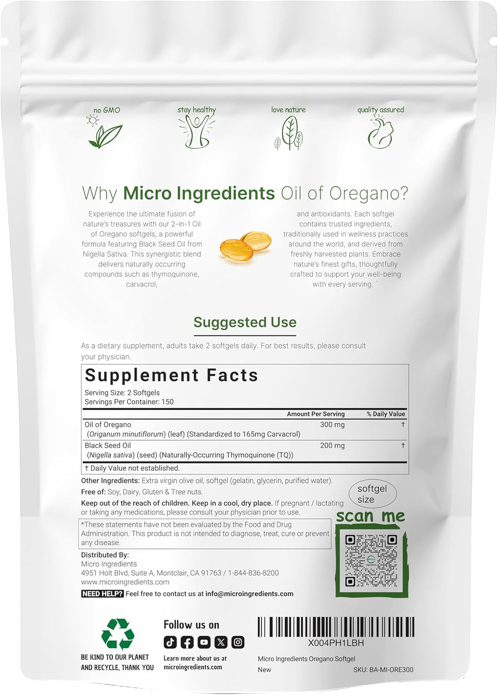 Micro Ingredients Oil of Oregano Softgels & Mega Probiotics 200 Billion CFU Veggie Capsules | 2 Pack Bundle | 4X Strength Thymoquinone + Black Seed | 40 Strains + Inulin, Acacia,& Bromelain - PrimeBioHealth - canada supplements